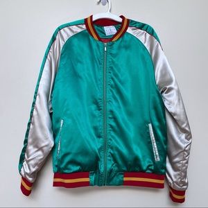 🛑3/$15 Urban Outfitters Satin Skull Bomber Jacket